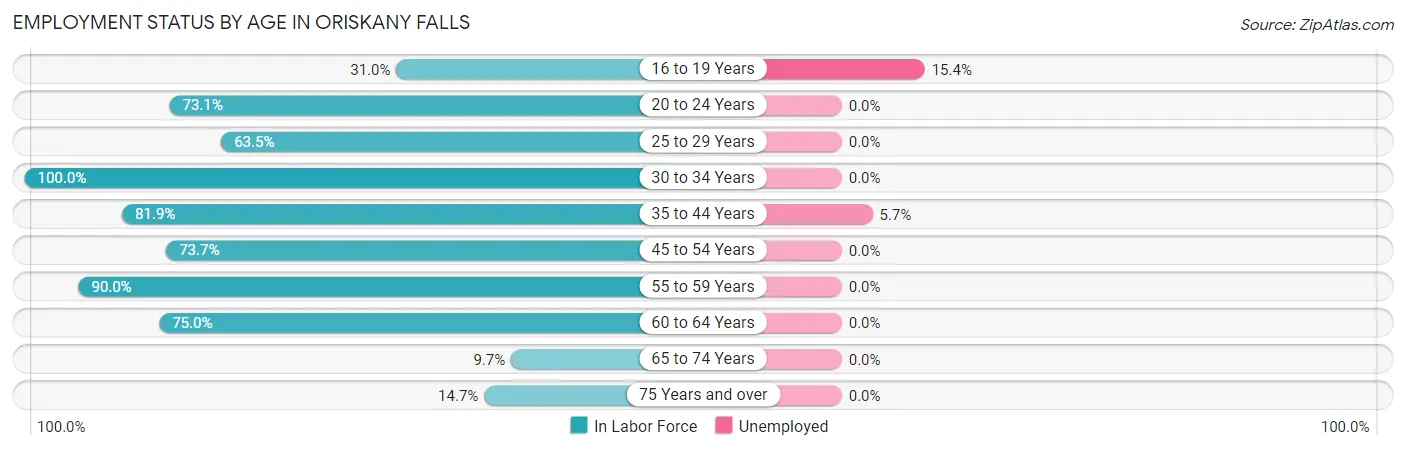 Employment Status by Age in Oriskany Falls