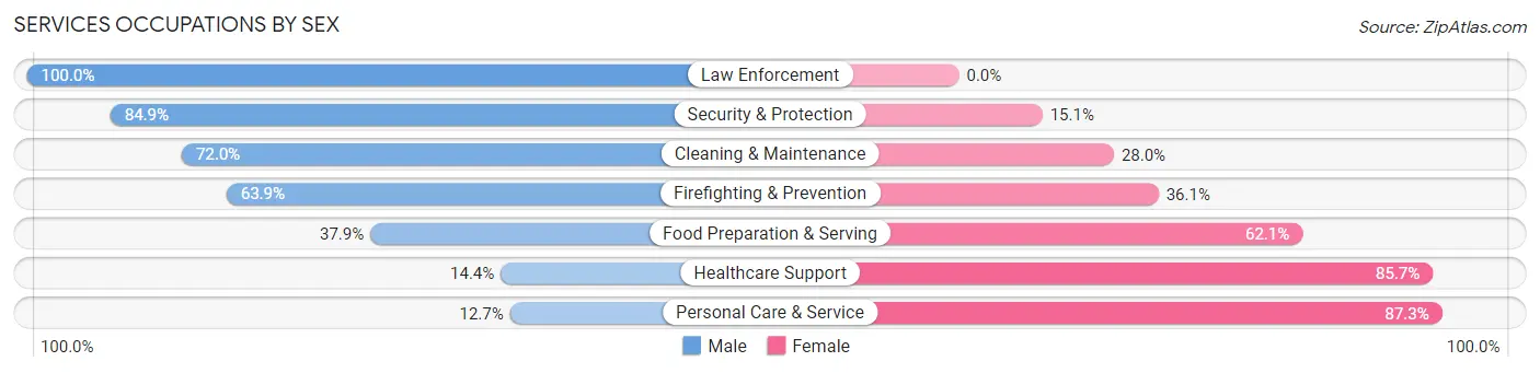 Services Occupations by Sex in Oswego