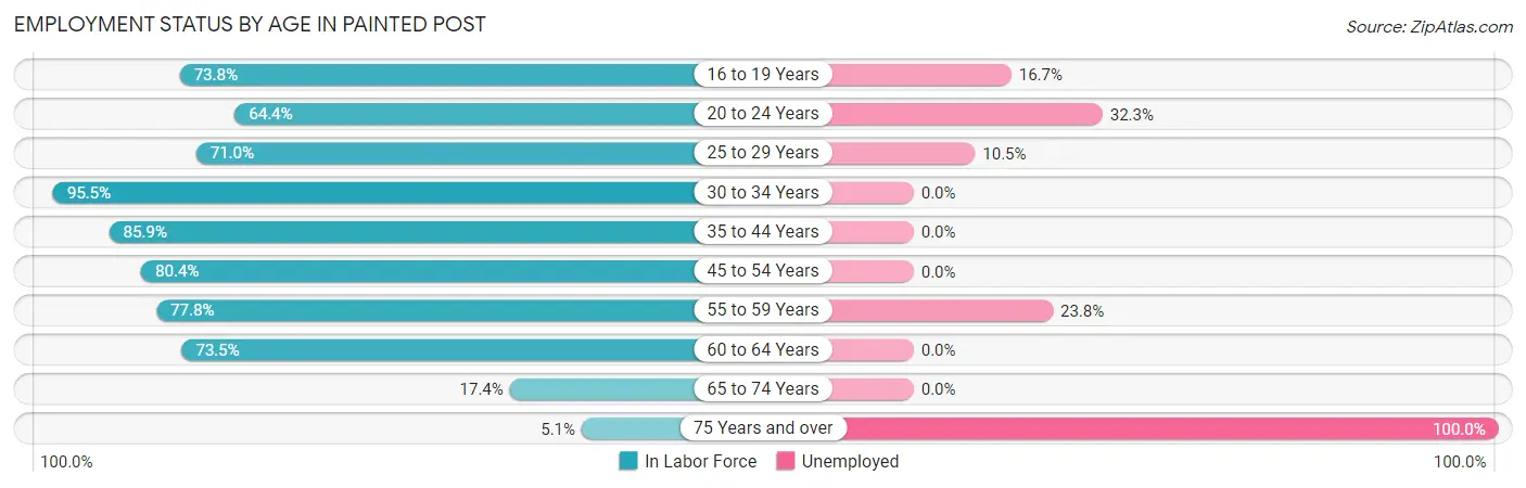 Employment Status by Age in Painted Post