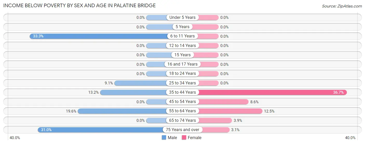 Income Below Poverty by Sex and Age in Palatine Bridge