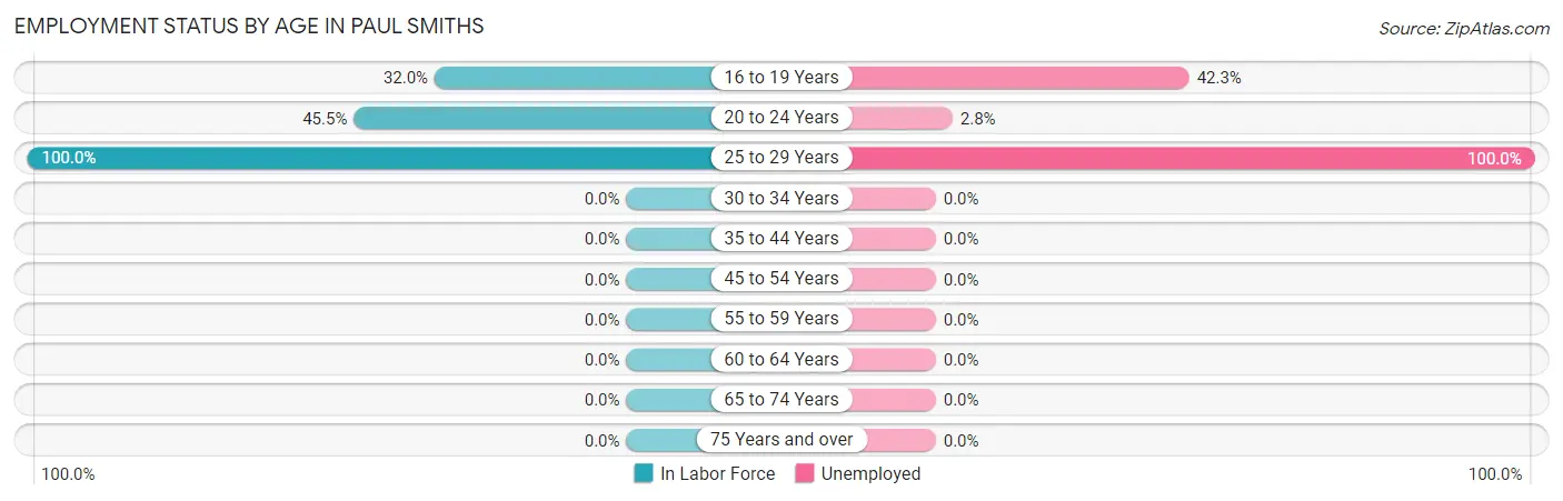 Employment Status by Age in Paul Smiths