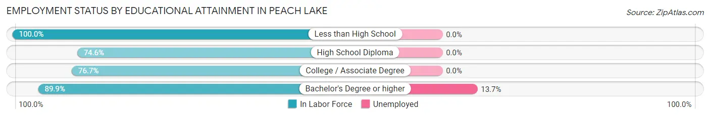 Employment Status by Educational Attainment in Peach Lake