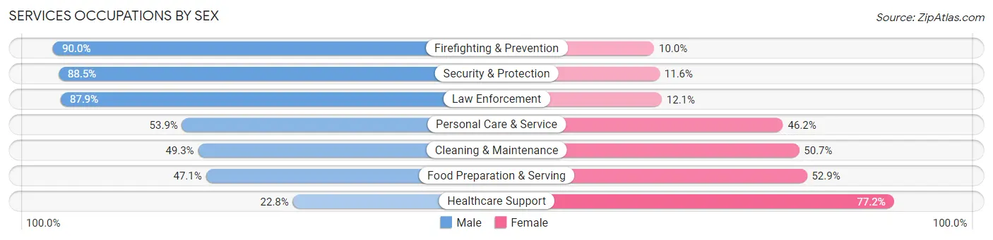 Services Occupations by Sex in Plattsburgh