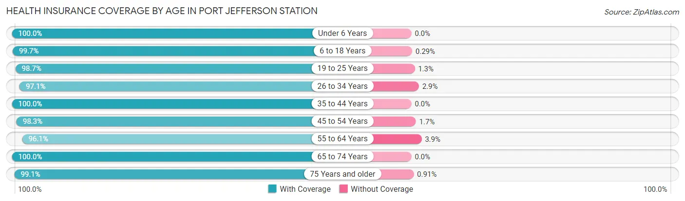 Health Insurance Coverage by Age in Port Jefferson Station