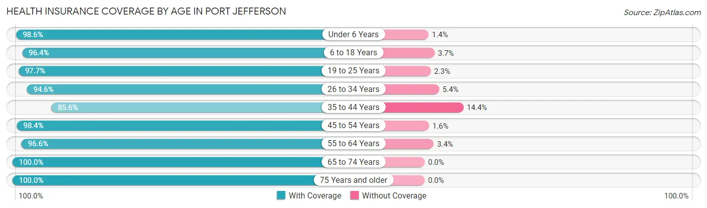 Health Insurance Coverage by Age in Port Jefferson