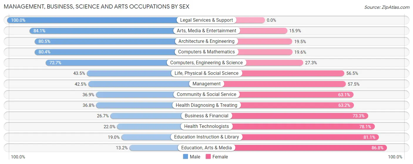 Management, Business, Science and Arts Occupations by Sex in Port Jervis