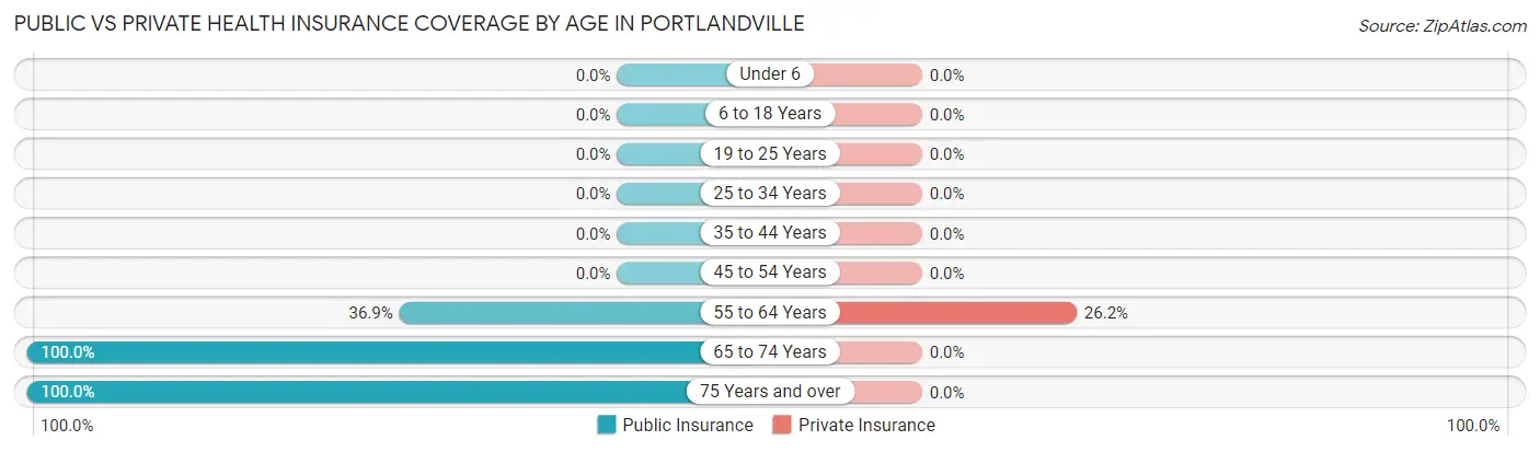 Public vs Private Health Insurance Coverage by Age in Portlandville