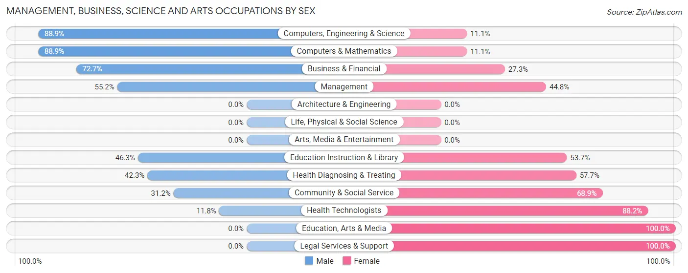 Management, Business, Science and Arts Occupations by Sex in Portville