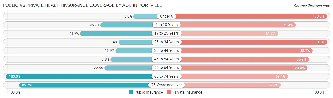 Public vs Private Health Insurance Coverage by Age in Portville