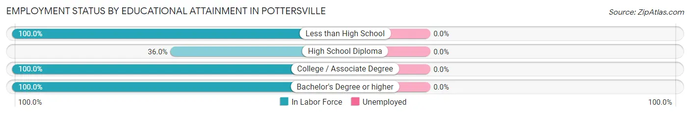 Employment Status by Educational Attainment in Pottersville