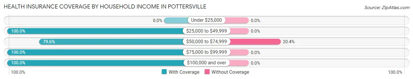 Health Insurance Coverage by Household Income in Pottersville