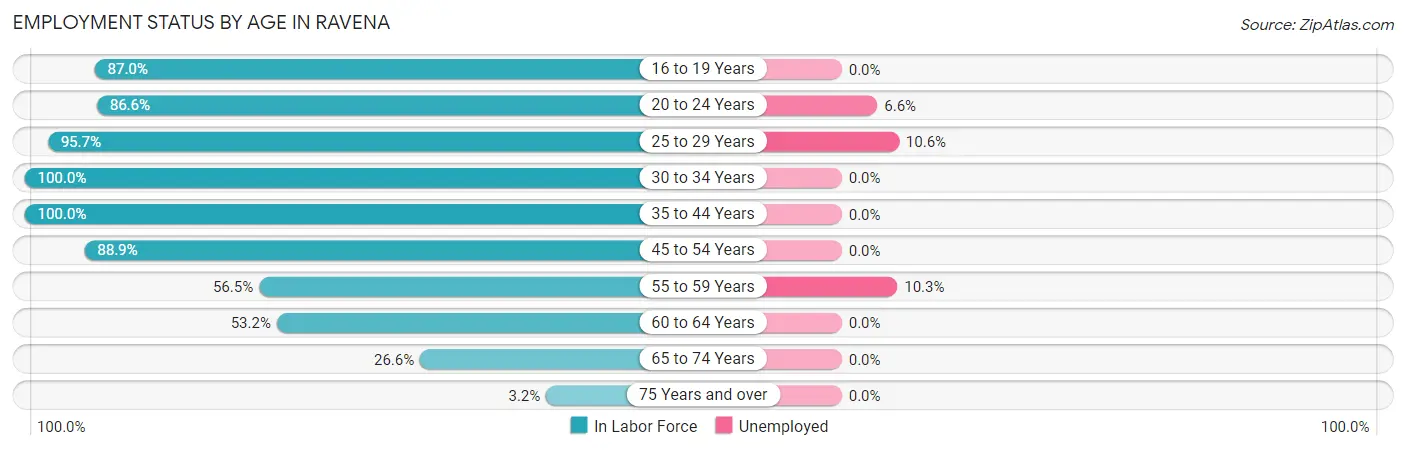 Employment Status by Age in Ravena