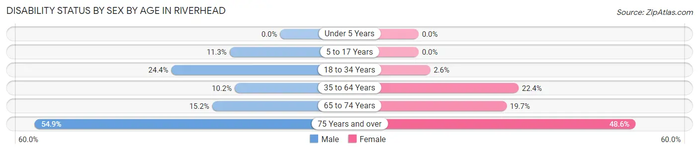 Disability Status by Sex by Age in Riverhead
