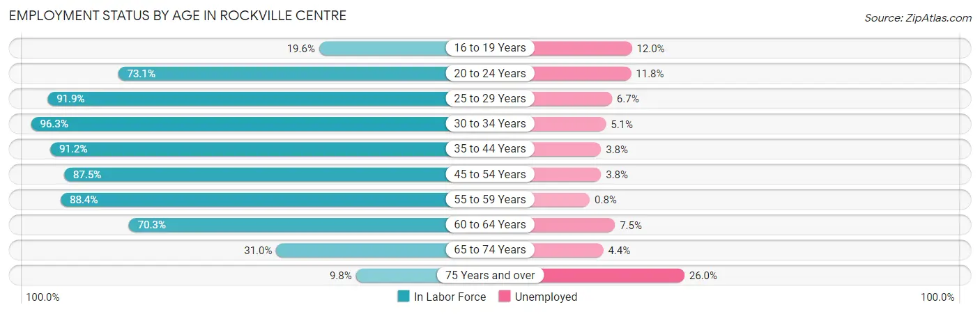 Employment Status by Age in Rockville Centre