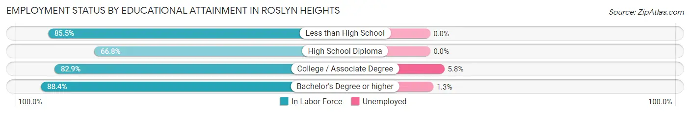 Employment Status by Educational Attainment in Roslyn Heights