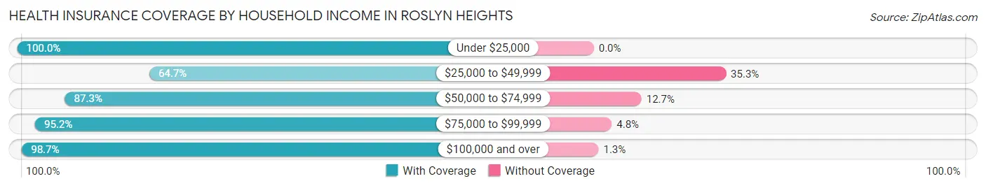 Health Insurance Coverage by Household Income in Roslyn Heights