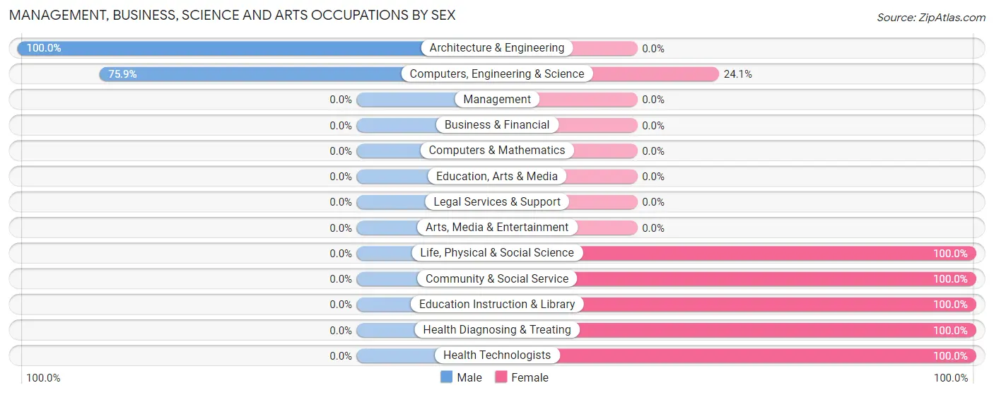 Management, Business, Science and Arts Occupations by Sex in Round Top
