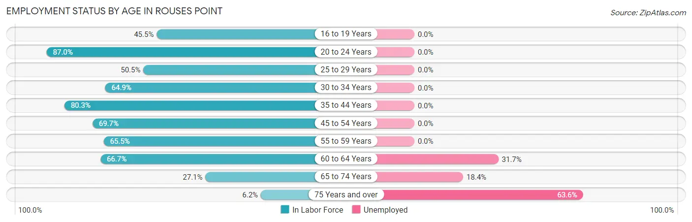 Employment Status by Age in Rouses Point