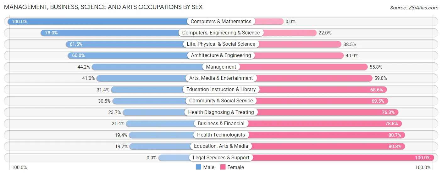 Management, Business, Science and Arts Occupations by Sex in Salamanca