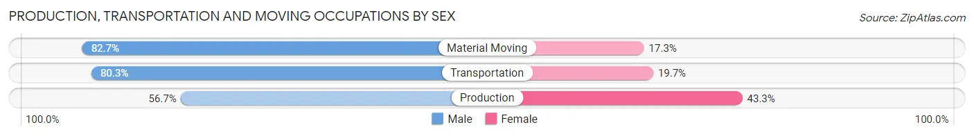 Production, Transportation and Moving Occupations by Sex in Salamanca
