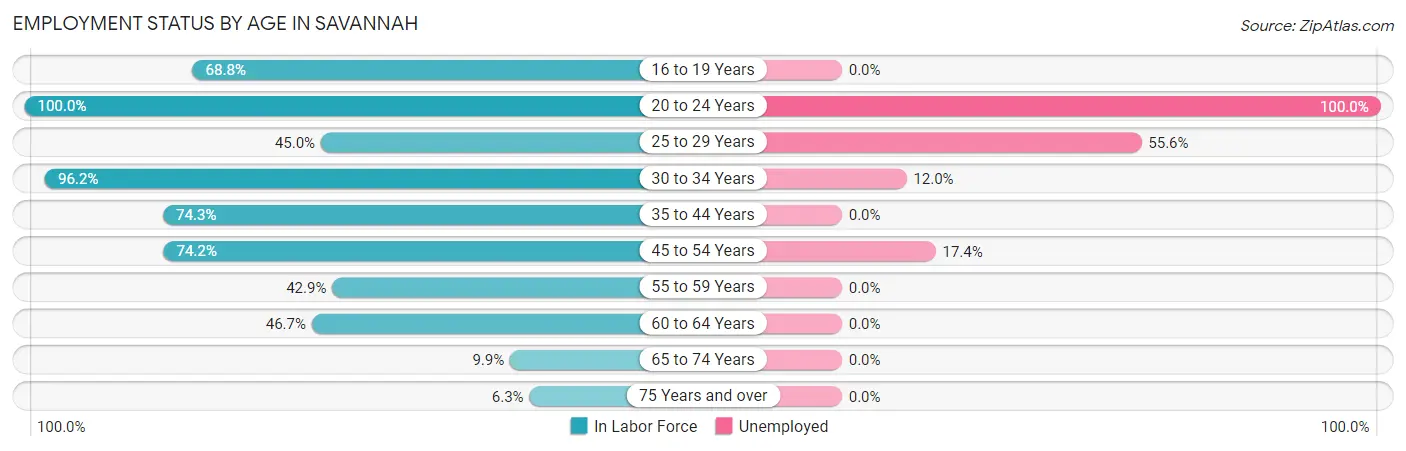 Employment Status by Age in Savannah