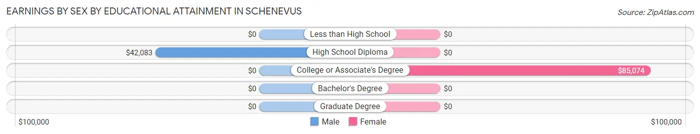 Earnings by Sex by Educational Attainment in Schenevus