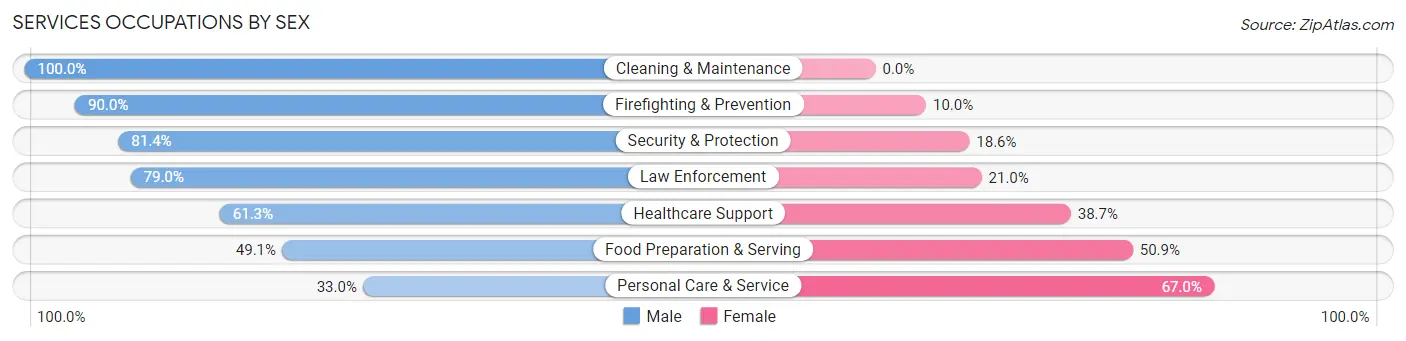 Services Occupations by Sex in Seaford