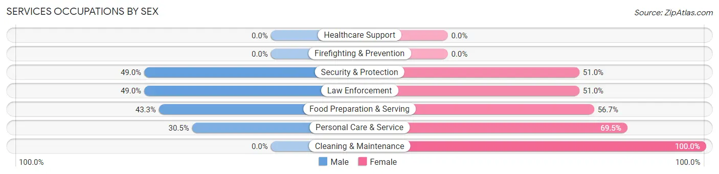 Services Occupations by Sex in Setauket