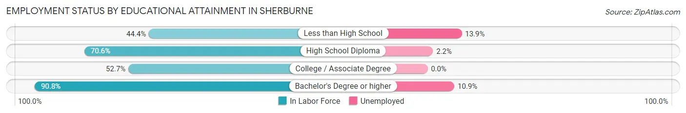 Employment Status by Educational Attainment in Sherburne