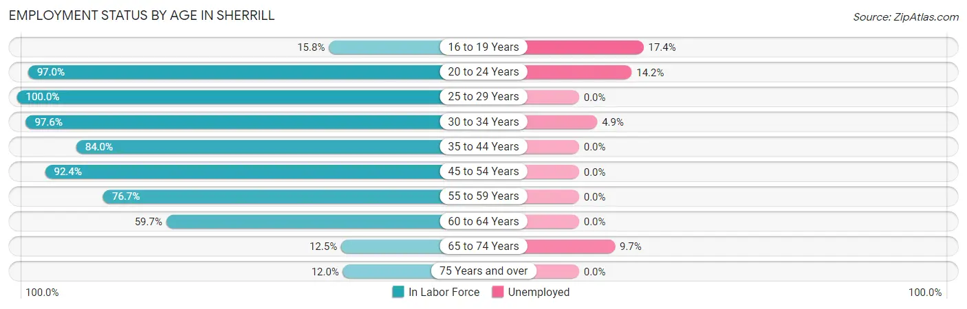 Employment Status by Age in Sherrill