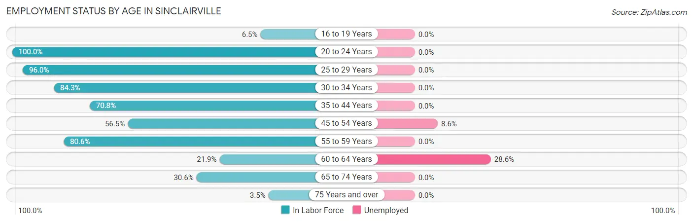 Employment Status by Age in Sinclairville