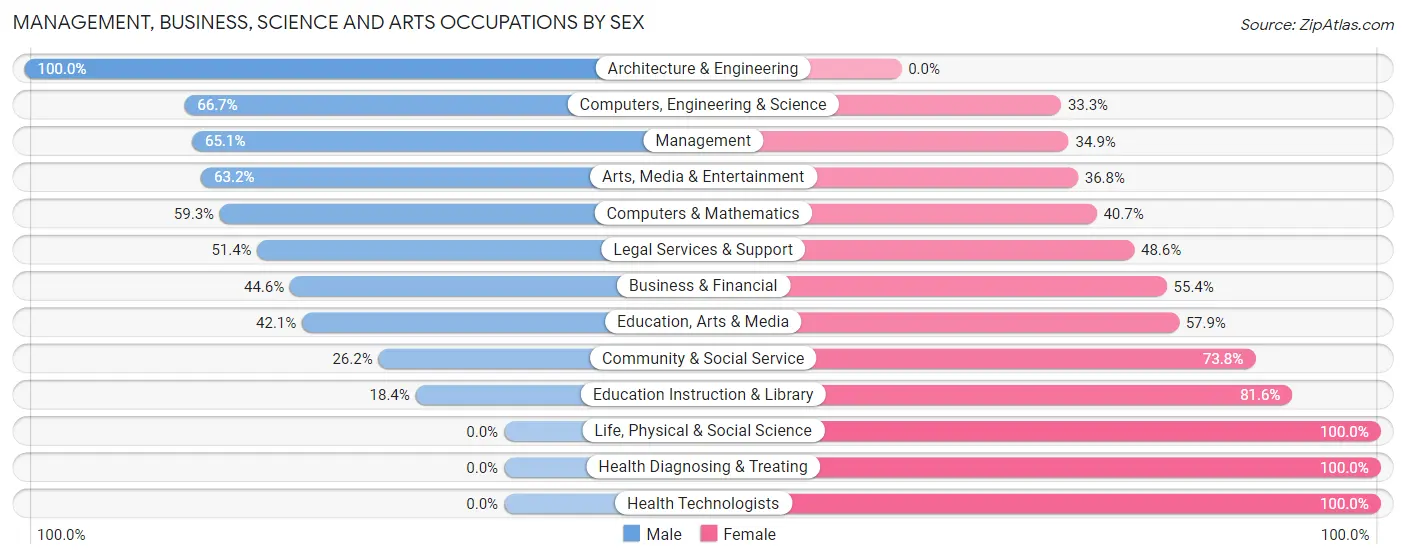 Management, Business, Science and Arts Occupations by Sex in Sloatsburg