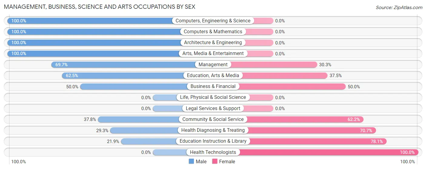 Management, Business, Science and Arts Occupations by Sex in St Johnsville