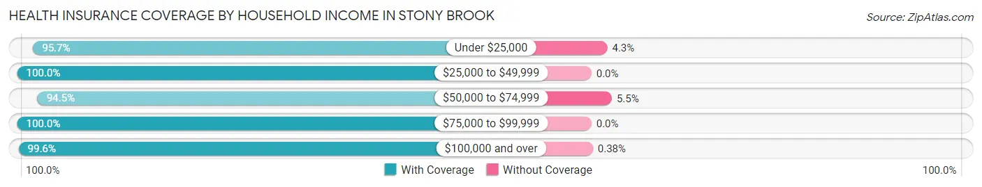 Health Insurance Coverage by Household Income in Stony Brook