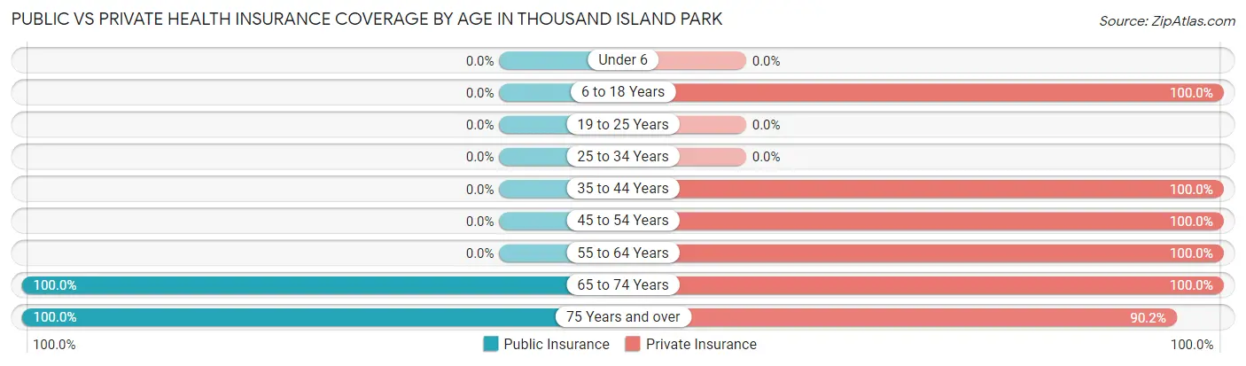 Public vs Private Health Insurance Coverage by Age in Thousand Island Park
