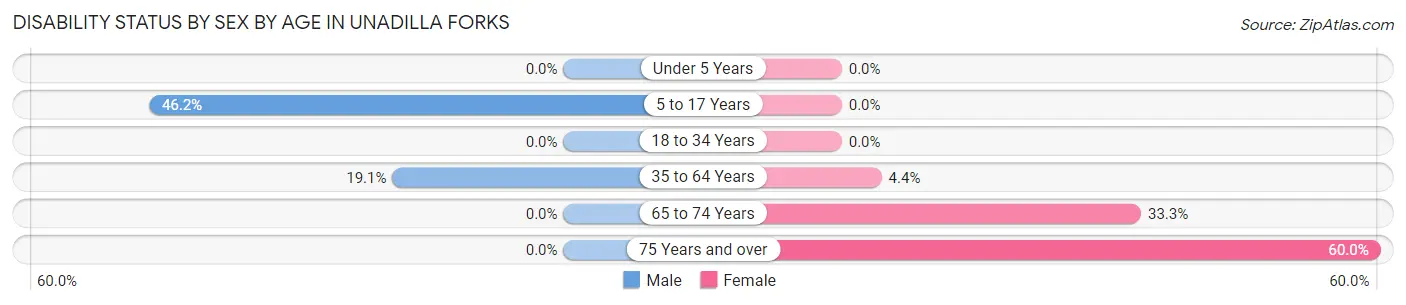 Disability Status by Sex by Age in Unadilla Forks