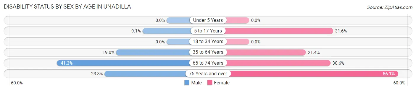 Disability Status by Sex by Age in Unadilla