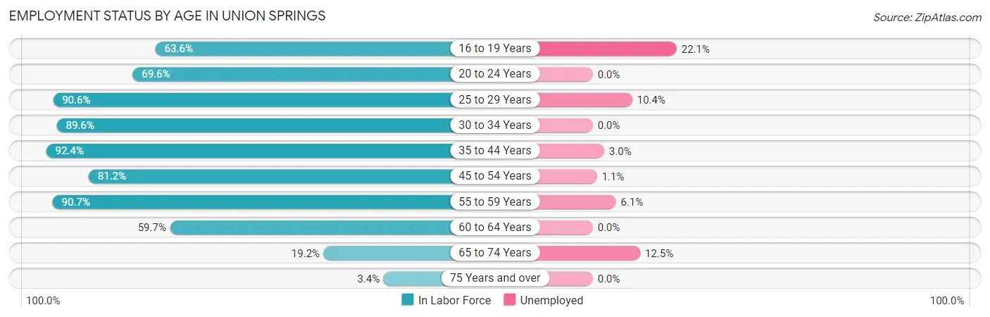 Employment Status by Age in Union Springs