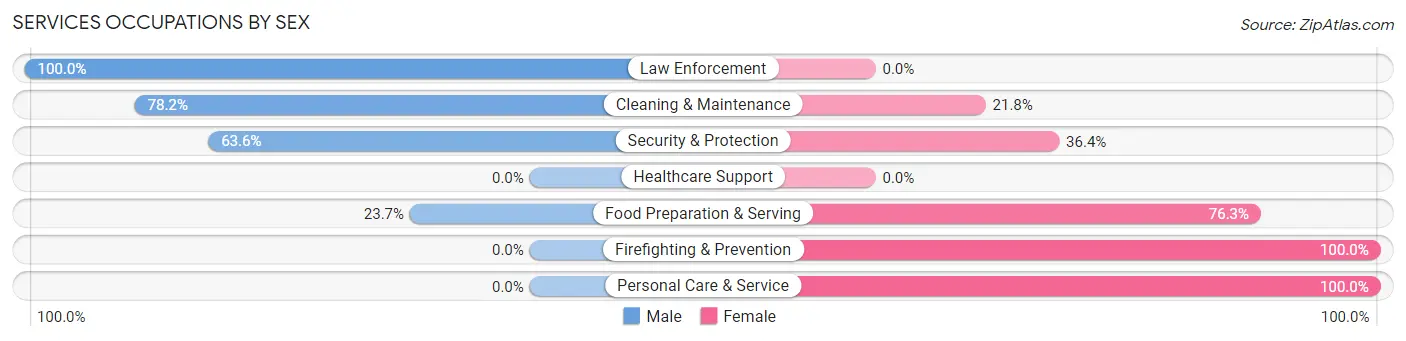 Services Occupations by Sex in University Gardens