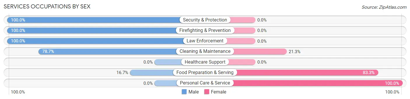 Services Occupations by Sex in Valhalla