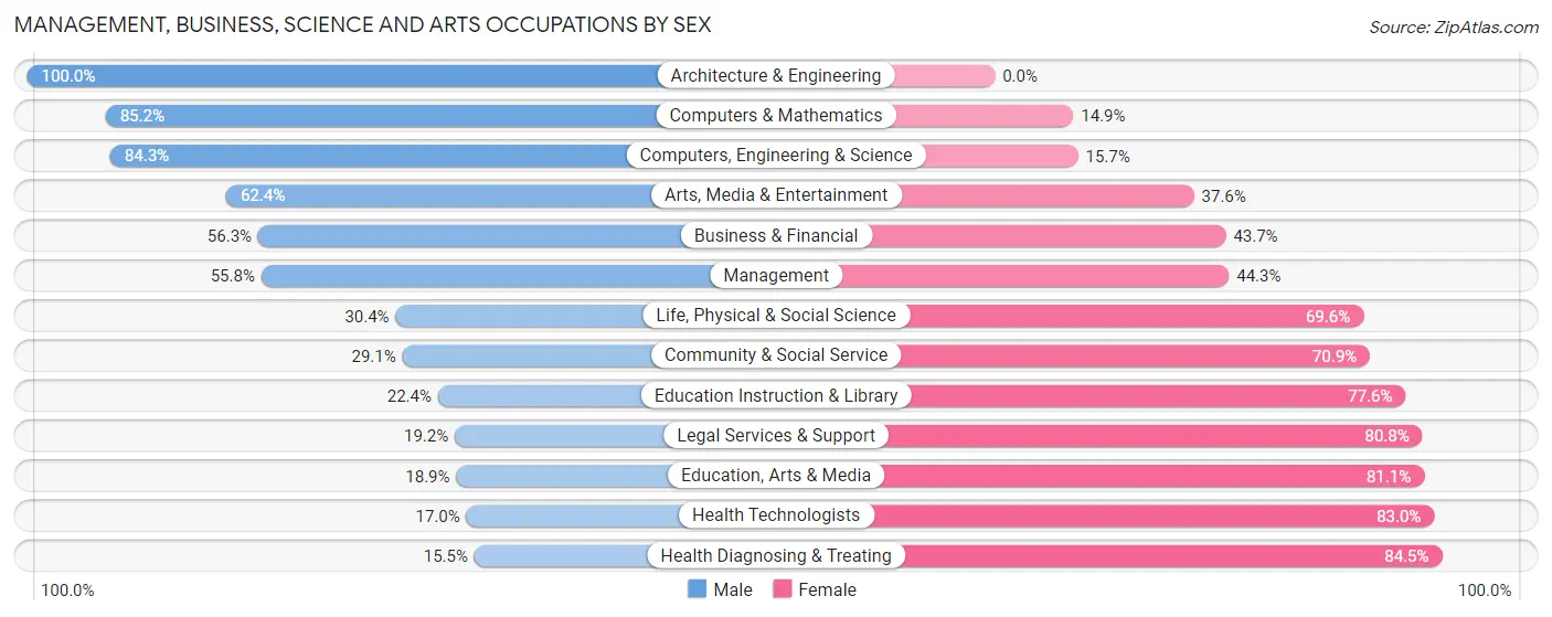 Management, Business, Science and Arts Occupations by Sex in Valley Stream