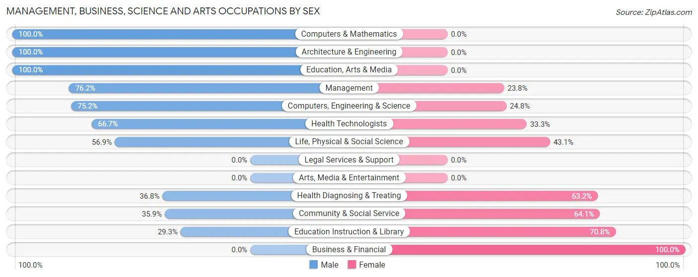 Management, Business, Science and Arts Occupations by Sex in Varna