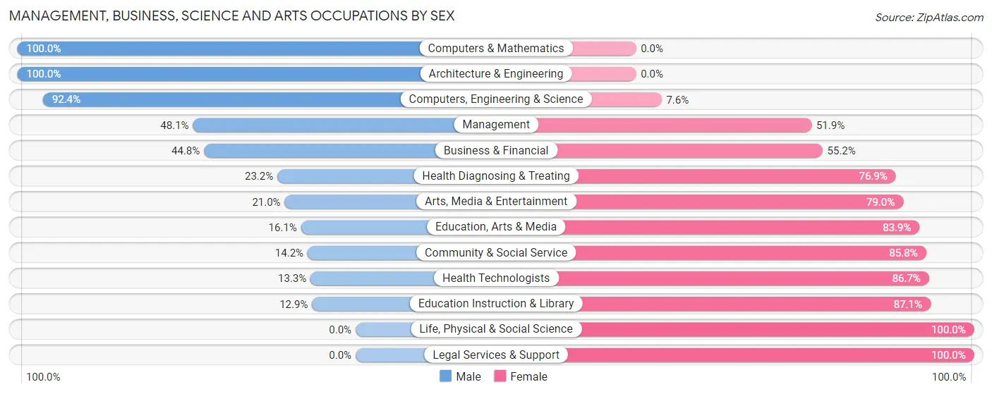 Management, Business, Science and Arts Occupations by Sex in Washingtonville