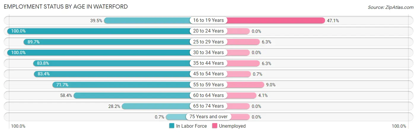 Employment Status by Age in Waterford