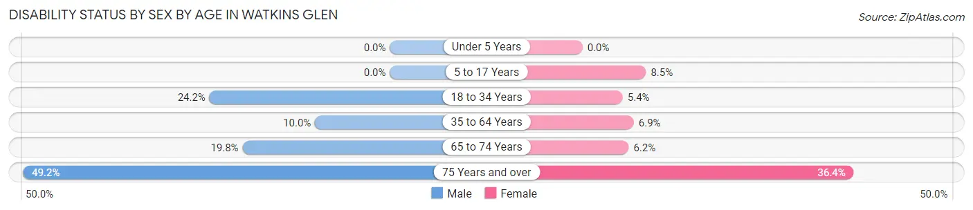 Disability Status by Sex by Age in Watkins Glen