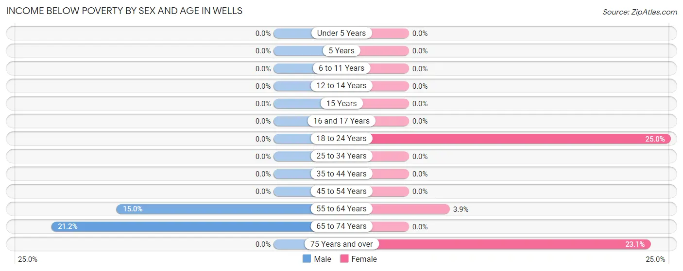 Income Below Poverty by Sex and Age in Wells