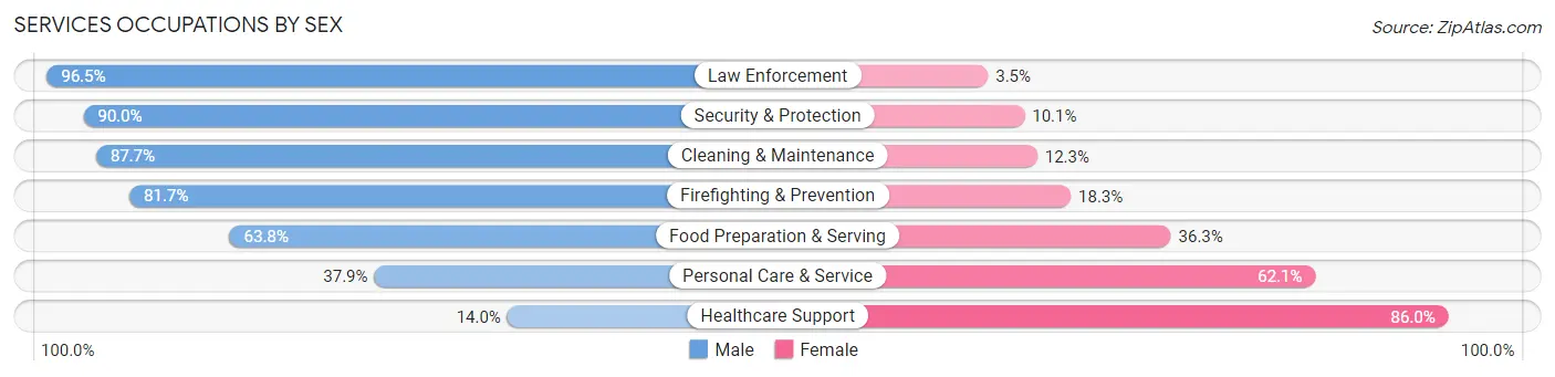 Services Occupations by Sex in West Islip