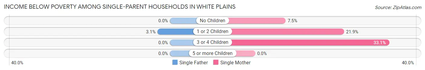 Income Below Poverty Among Single-Parent Households in White Plains
