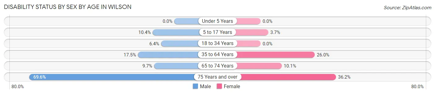 Disability Status by Sex by Age in Wilson