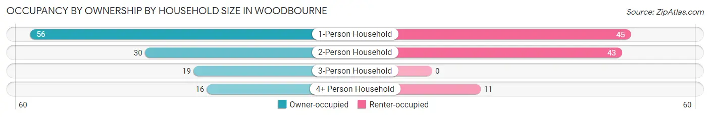Occupancy by Ownership by Household Size in Woodbourne